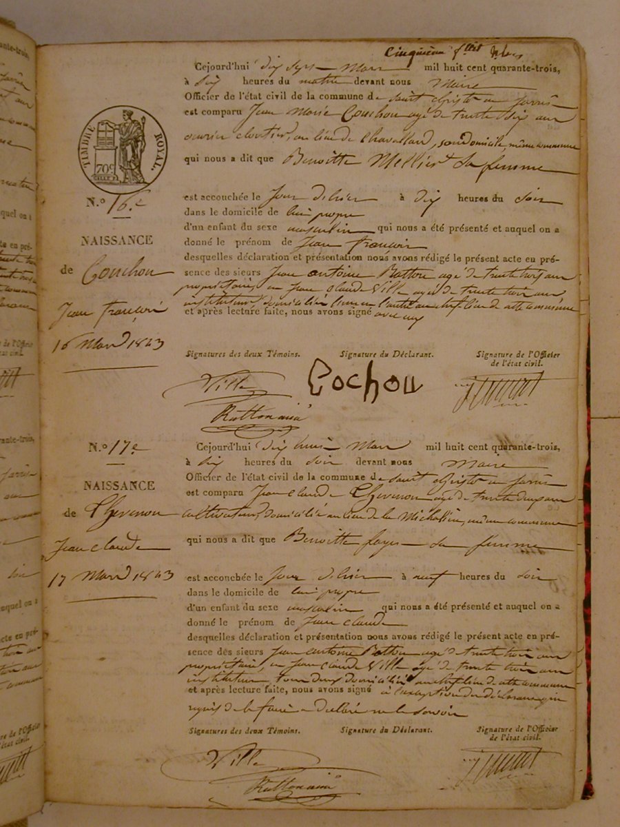 Page du registre